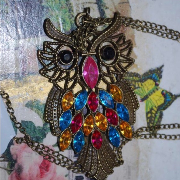 Jewel Owl Pendant Necklace - Picture 3 of 3